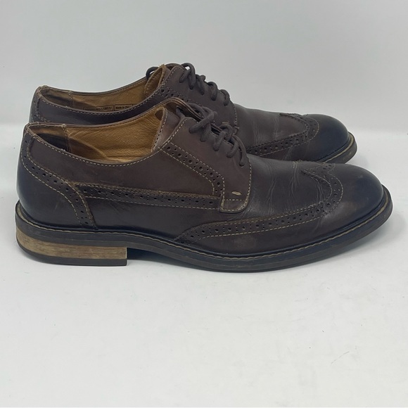 Vionic Bruno Shoes Mens 9 Brown Leather Wingtip Brogue Lace Up Derby Oxford - Picture 4 of 13